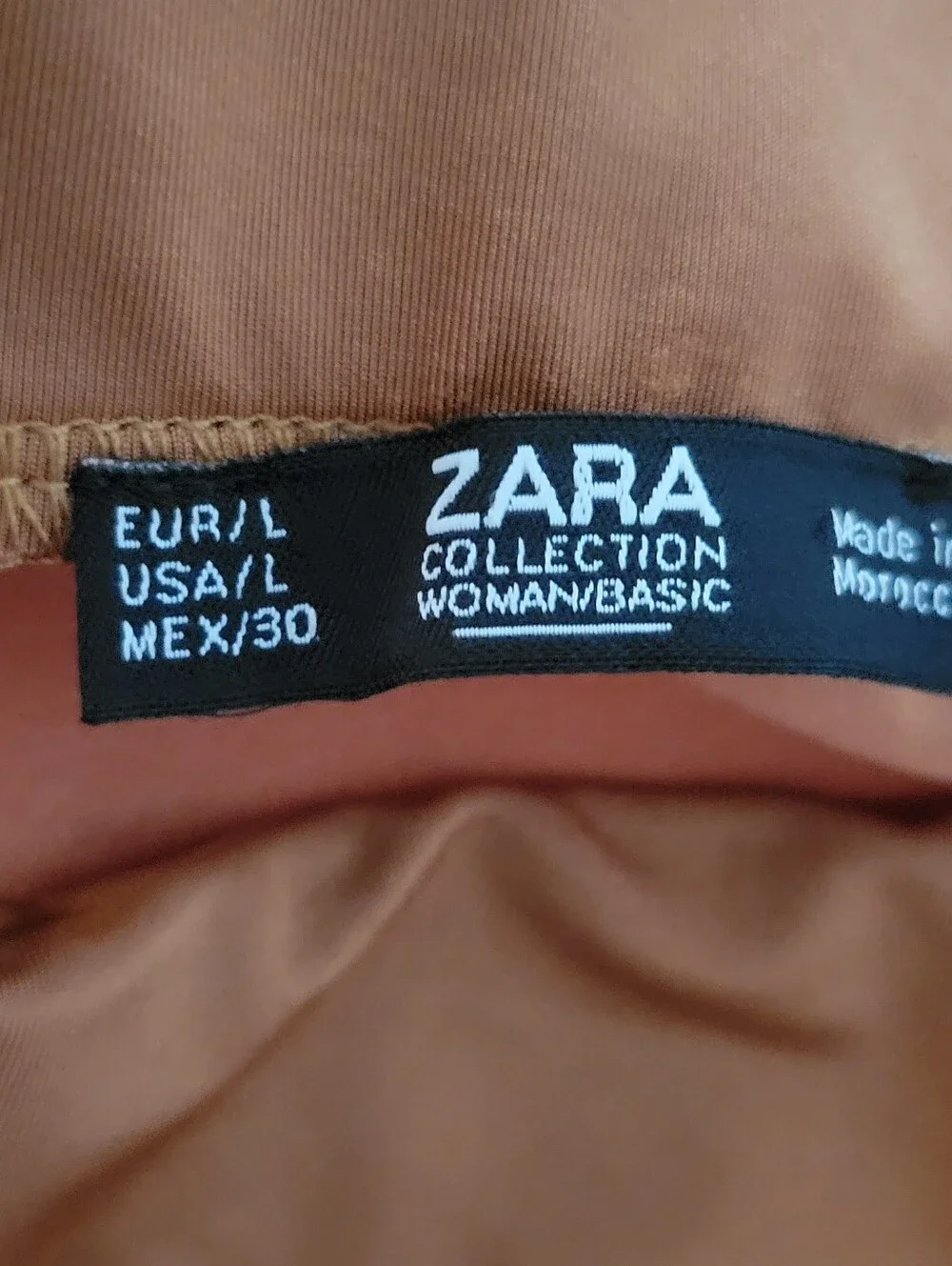 Zara Asymmetrical Skirt Rust Colored Midi Flowy Elastic Waist Brown Tan LG